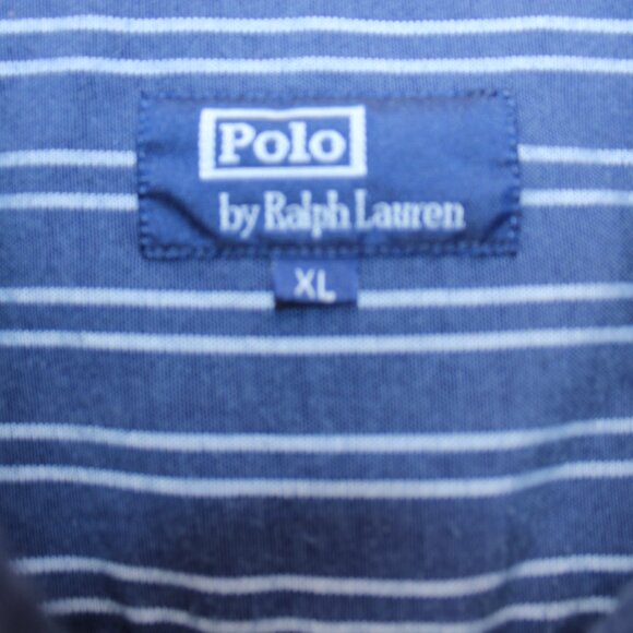 Polo Ralph Lauren Shirt Men XL Blue Striped Red Pony Short Sleeve Button Down - Picture 5 of 5